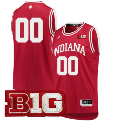 Custom Indiana Hoosiers Basketball Crimson Jersey w/ B1G Patch - All Stitched