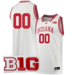 Custom Indiana Hoosiers Basketball White Game Jersey w/ B1G Patch - All Stitched