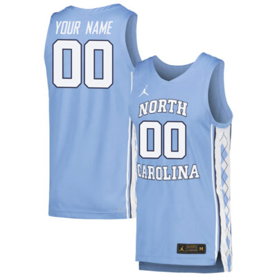 Custom North Carolina Tar Heels Basketball Carolina Blue Game Jersey - All Stitched