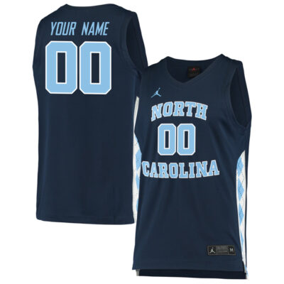 Custom North Carolina Tar Heels Basketball Navy Game Jersey - All Stitched