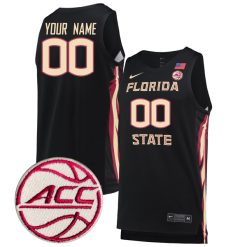 Custom Florida State Seminoles Basketball Black Game Jersey w/ ACC Patch - All Stitched