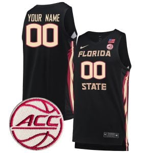 Custom Florida State Seminoles Basketball Black Game Jersey w/ ACC Patch - All Stitched