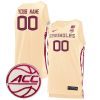 Custom Florida State Seminoles Basketball Khaki Game Jersey w/ ACC Patch - All Stitched