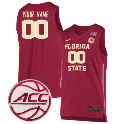 Custom Florida State Seminoles Basketball Garnet Jersey w/ ACC Patch - All Stitched