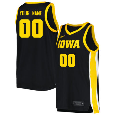 Custom Iowa Hawkeyes Basketball Black Game Jersey - All Stitched