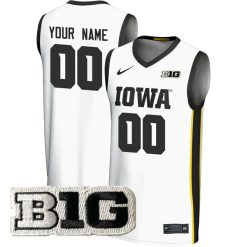 Custom Iowa Hawkeyes Basketball White Game Jersey - All Stitched