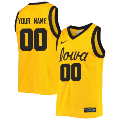Custom Iowa Hawkeyes Basketball Gold Game Jersey - All Stitched