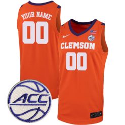 Custom Clemson Tigers Basketball Orange Game Jersey w/ ACC Patch - All Stitched
