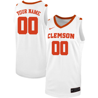 Custom Clemson Tigers Basketball White Game Jersey - All Stitched
