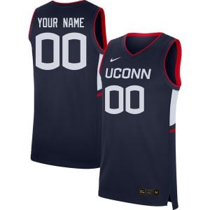 Custom UConn Huskies Basketball Navy Game Jersey - All Stitched