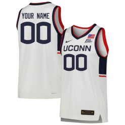 Custom UConn Huskies Basketball White Game Jersey w/ Big East Patch - All Stitched