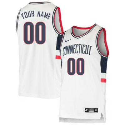 Custom UConn Huskies Basketball White Retro Game Jersey - All Stitched