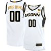 Custom UConn Huskies Basketball White Gold Jersey w/ Big East Patch - All Stitched