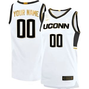 Custom UConn Huskies Basketball White Gold Jersey - All Stitched