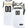 Custom UConn Huskies Basketball White Gold Jersey w/ Back2Back Champs Patch - All Stitched