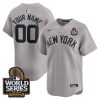 Custom New York Yankees Grey Away Limited Jersey - All Stitched