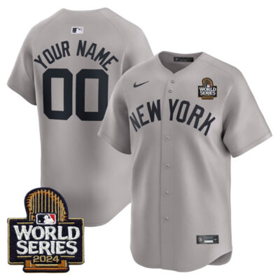 Custom New York Yankees Grey Away Limited Jersey - All Stitched