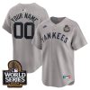 Custom New York Yankees Grey Cooperstown Throwback Limited Jersey - All Stitched