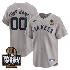 Custom New York Yankees Grey Cooperstown Throwback Limited Jersey - All Stitched