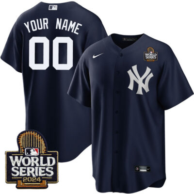 Custom New York Yankees Navy Alternate Jersey - All Stitched
