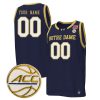 Custom Notre Dame Fighting Irish Basketball Navy Game Jersey w/ ACC Patch - All Stitched