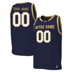 Custom Notre Dame Fighting Irish Basketball Navy Game Jersey - All Stitched