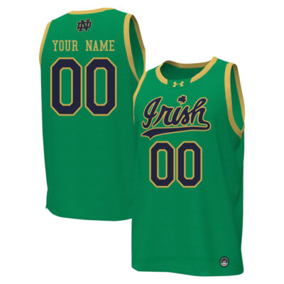 Custom Notre Dame Fighting Irish Basketball Irish Green Game Jersey - All Stitched