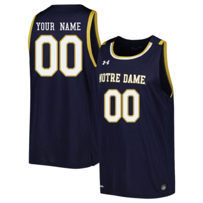 Custom Notre Dame Fighting Irish Basketball Navy Jersey - All Stitched