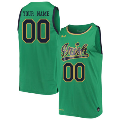 Custom Notre Dame Fighting Irish Basketball Green Jersey - All Stitched