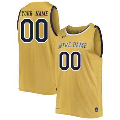 Custom Notre Dame Fighting Irish Basketball Gold Jersey - All Stitched