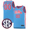 Custom Ole Miss Rebels Basketball Light Blue Game Jersey - All Stitched