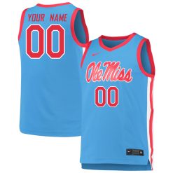 Custom Ole Miss Rebels Basketball Light Blue Game Jersey - All Stitched