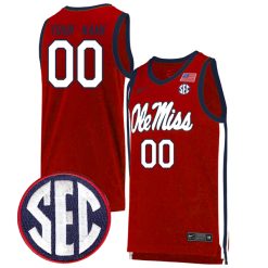 Custom Ole Miss Rebels Basketball Red Game Jersey - All Stitched
