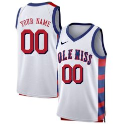 Custom Ole Miss Rebels Basketball White Jersey - All Stitched