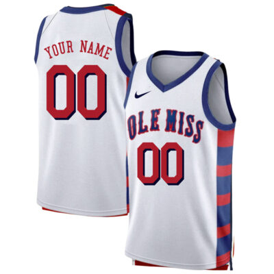 Custom Ole Miss Rebels Basketball White Jersey - All Stitched