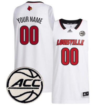 Custom Louisville Cardinals Basketball White Game Jersey w/ ACC Patch - All Stitched