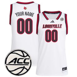 Custom Louisville Cardinals Basketball White Retro Jersey w/ ACC Patch - All Stitched