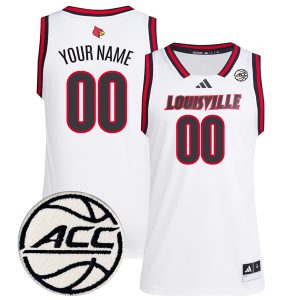 Custom Louisville Cardinals Basketball White Retro Jersey w/ ACC Patch - All Stitched