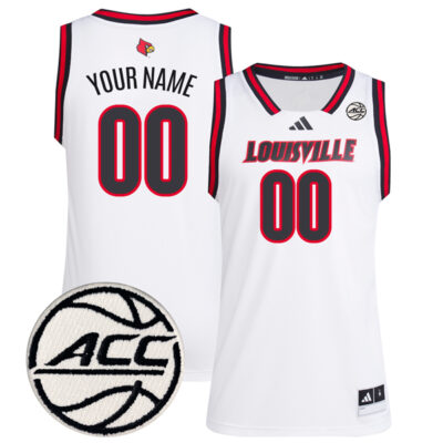Custom Louisville Cardinals Basketball White Retro Jersey w/ ACC Patch - All Stitched