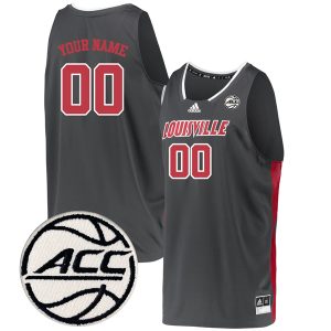 Custom Louisville Cardinals Basketball Grey Reverse Retro Jersey w/ ACC Patch - All Stitched