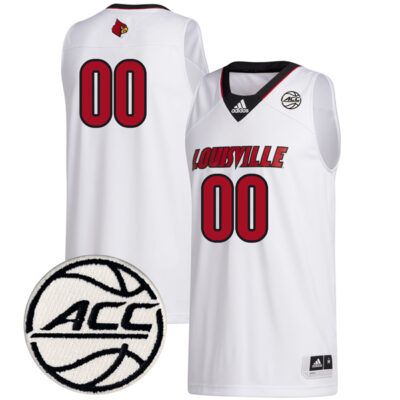 Custom Louisville Cardinals Basketball White Jersey w/ ACC Patch - All Stitched