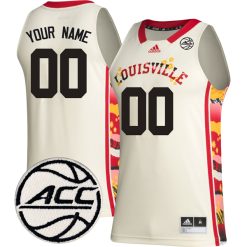 Custom Louisville Cardinals Basketball Khaki Honoring Black Excellence Jersey w/ ACC Patch - All Stitched