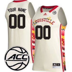 Custom Louisville Cardinals Basketball Khaki Honoring Black Excellence Jersey w/ ACC Patch - All Stitched