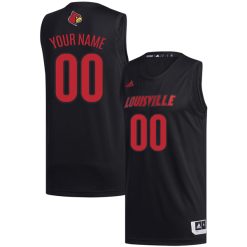 Custom Louisville Cardinals Basketball Black Jersey - All Stitched