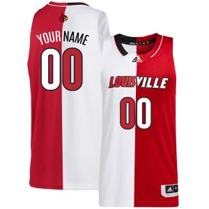Custom Louisville Cardinals Basketball White Red Split Jersey - All Stitched