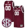 Custom Texas A&M Aggies Basketball Maroon Jersey w/ SEC Patch - All Stitched