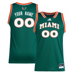 Custom Miami Hurricanes Basketball Green Game Jersey - All Stitched