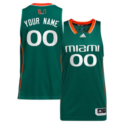 Custom Miami Hurricanes Basketball Green Game Jersey - All Stitched