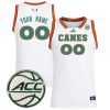Custom Miami Hurricanes Basketball White Game Jersey w/ ACC Patch - All Stitched