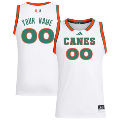 Custom Miami Hurricanes Basketball White Game Jersey - All Stitched